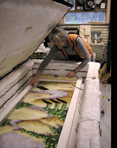 photo: loading the kiln